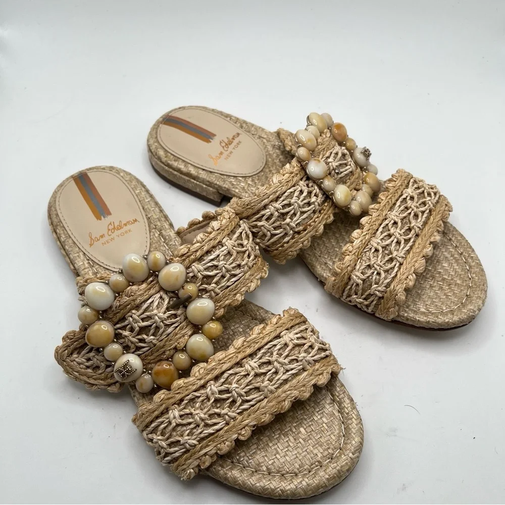 NWOB Sam Edelman Women's Elisa Slide Sandal size 5.5 woven straw vacation - Picture 8 of 9